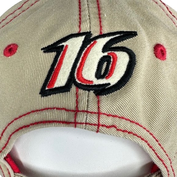 Team Caliber Greg Biffle #16 Grainger Racing Adjustable Baseball Cap Hat Tan Red - Picture 13 of 14
